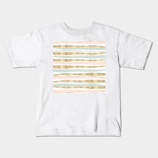 Cute Gold Stripes Doodles Pink Design Kids T-Shirt